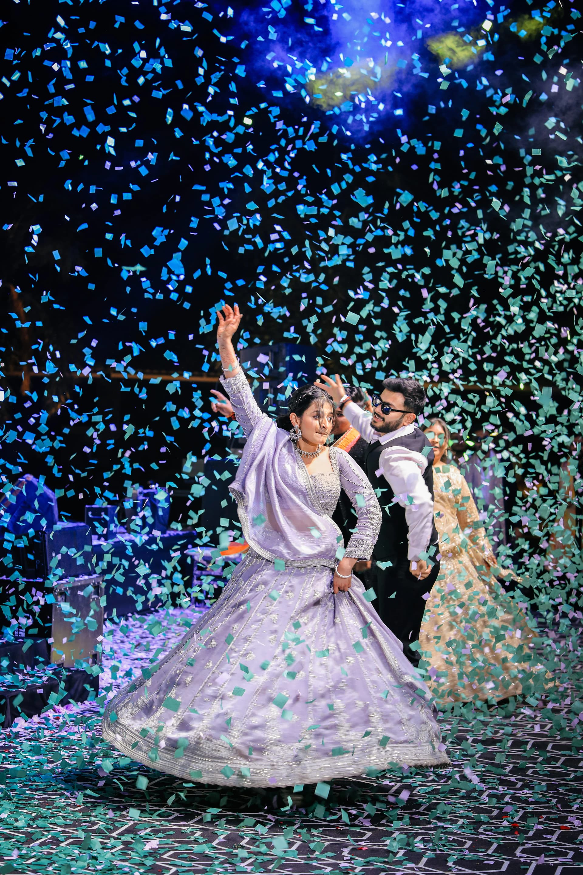 Bride and groom portrait at heritage venue in Gujarat